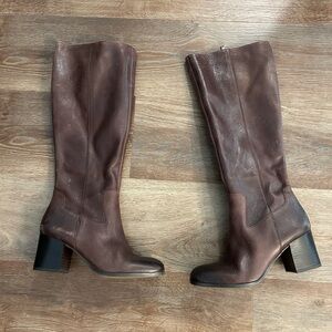 Franco Sarto Brown Leather Knee-High Boots